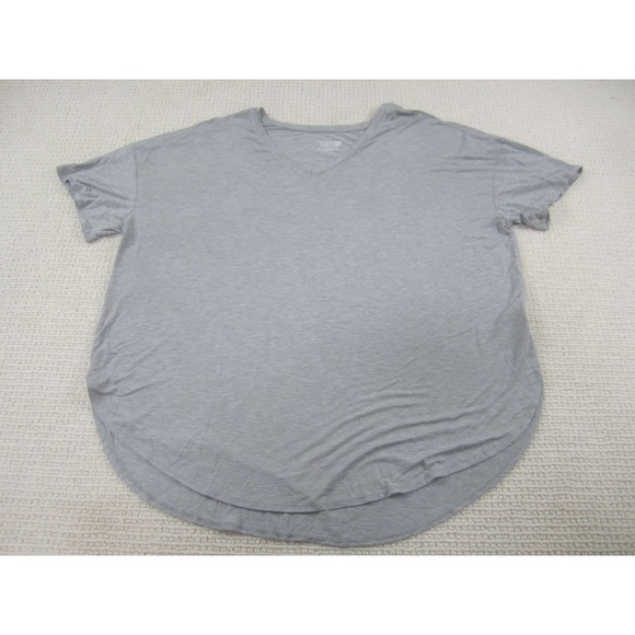 Time and Tru Tops - Time‎ & Tru Shirt 3XL Gray V-Neck Short Sleeve Basic Solid Stretch Modal